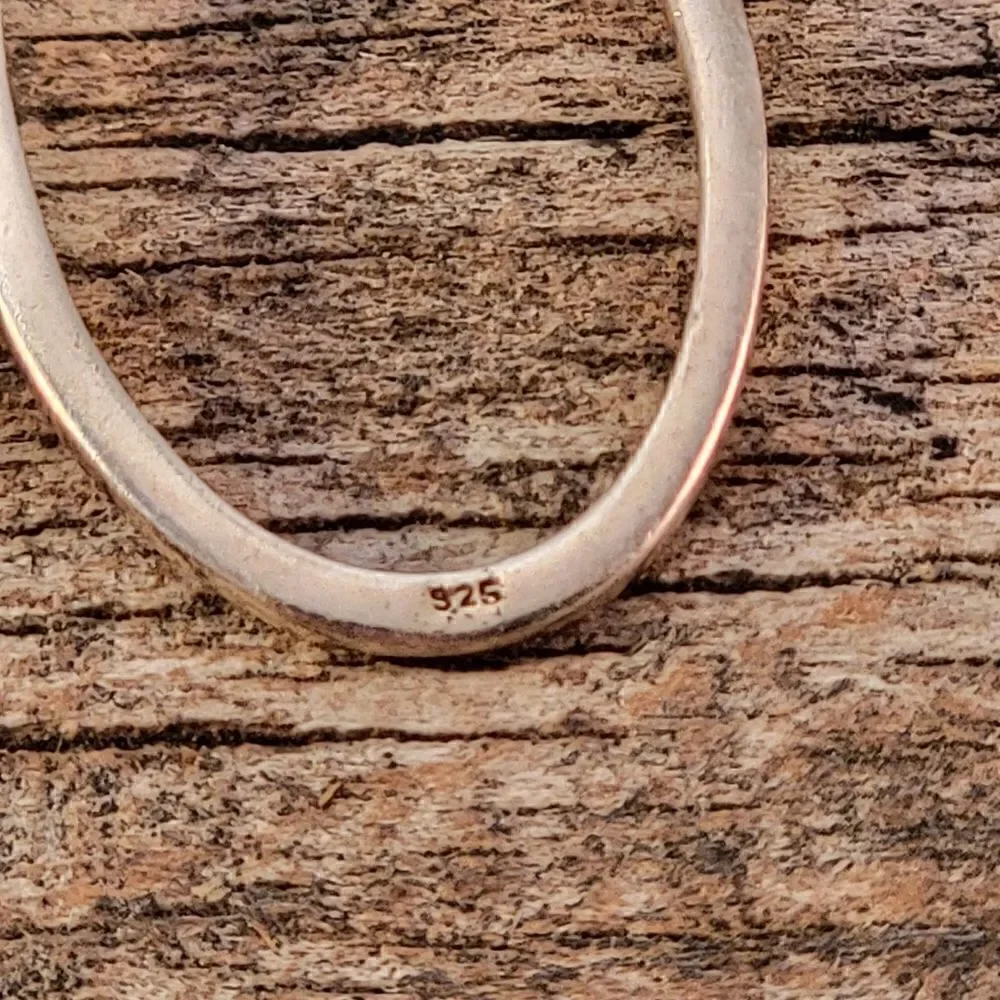 Sterling Silver CZ Post Oval Hoop Drop Earrings